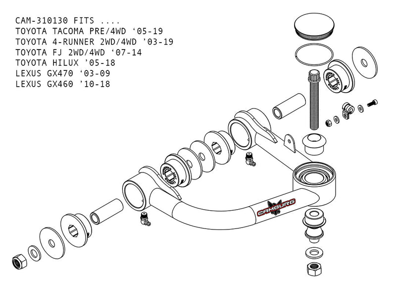 CAMBURG TOYOTA TACOMA PRE/4WD 05-19 1.25 PERFORMANCE UNIBALL UPPER ARMS - NEO Garage